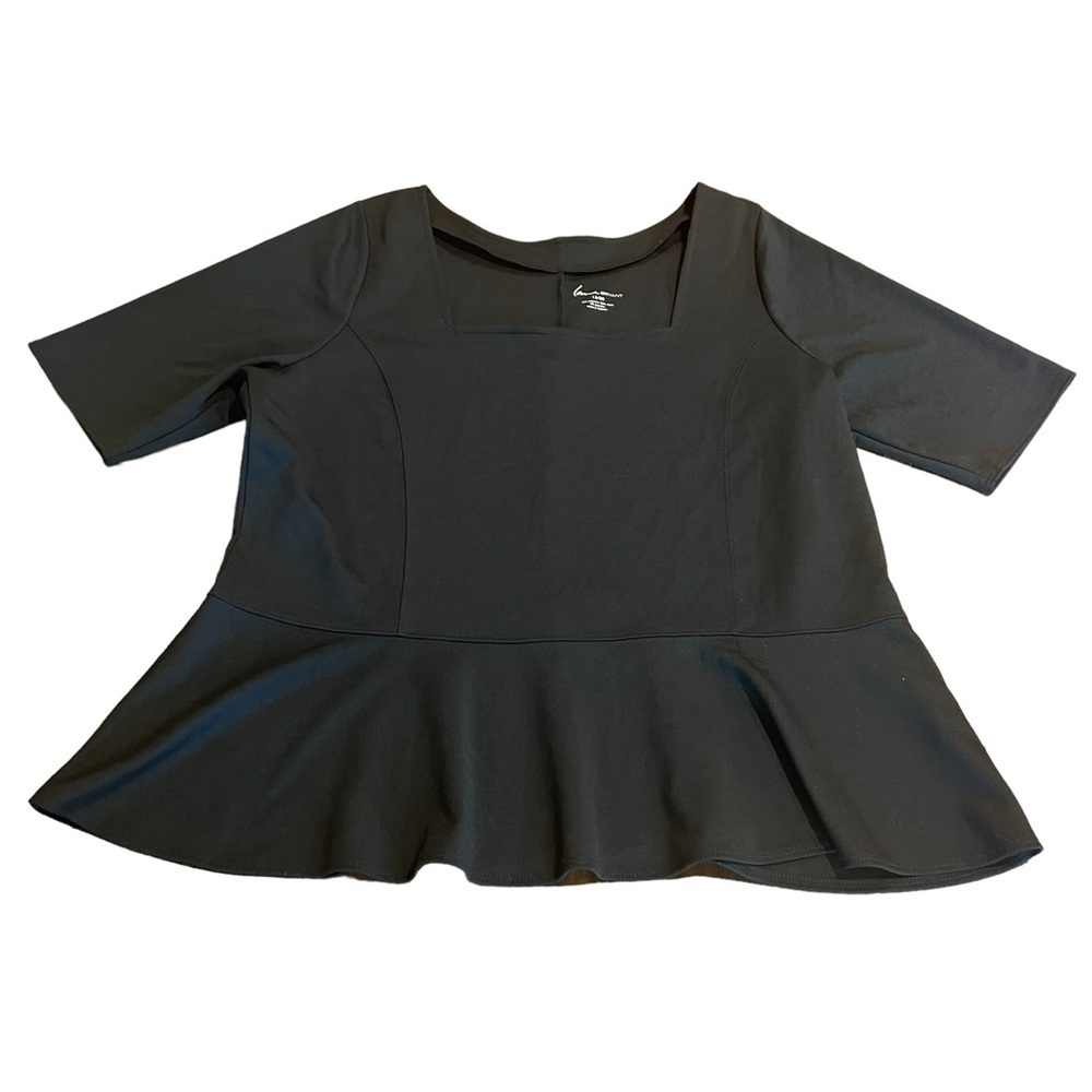 Lane Bryant Women’s Black Short Sleeve Square Neck Top Ruffle Size 18/20 NWT